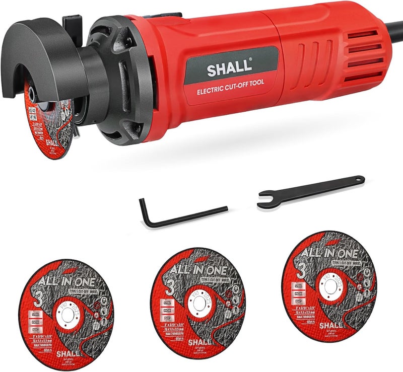 SHALL 3 Inch High-Speed Cut Off Tool, 3.5 Amp Metal Cutter Tool with 3Pcs Multifunctional Cut Off Wheels, 24000RPM Electricl Metal Cutting Tools for Steel, Inox - Image 1